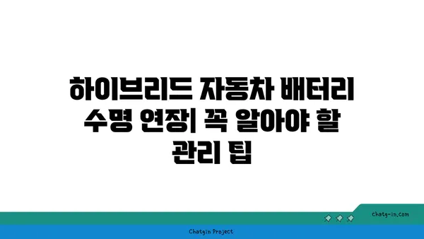 하이브리드 자동차 배터리 수명 연장| 꼭 알아야 할 관리 팁 | 하이브리드, 배터리, 수명, 관리, 팁