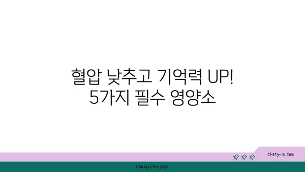 혈압 조절 & 인지 기능 향상! 5가지 필수 심뇌 건강 식단 | 뇌 건강, 혈압 관리, 건강 식단, 음식 추천