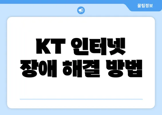 KT 인터넷 장애 해결 방법