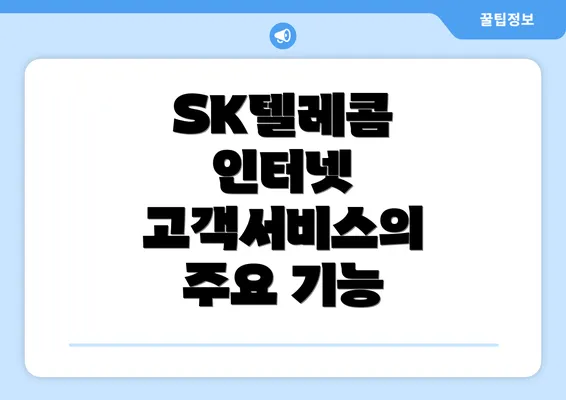 SK텔레콤 인터넷 고객서비스의 주요 기능