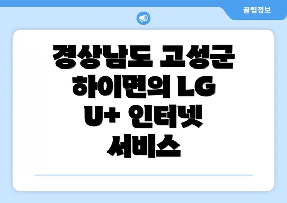 경상남도 고성군 하이면의 LG U+ 인터넷 서비스