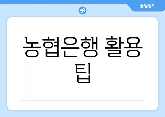 농협은행 활용 팁