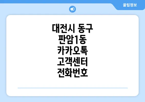 대전시 동구 판암1동 카카오톡 고객센터 전화번호