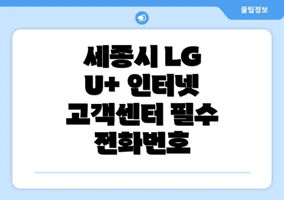 세종시 LG U+ 인터넷 고객센터 필수 전화번호