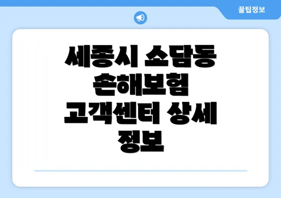 세종시 소담동 손해보험 고객센터 이용 방법