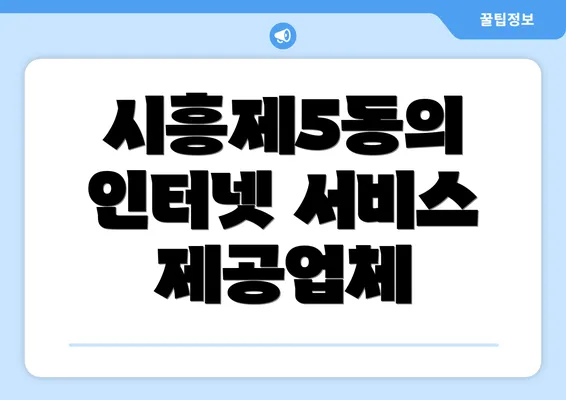 시흥제5동의 인터넷 서비스 제공업체