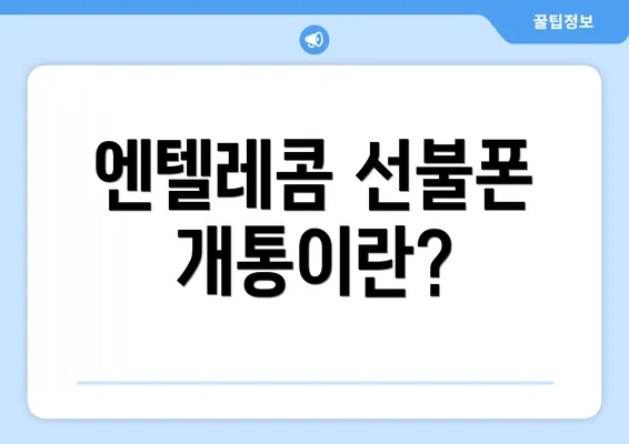 엔텔레콤 선불폰 개통이란?