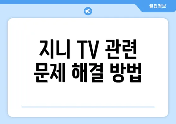 지니 TV 관련 문제 해결 방법