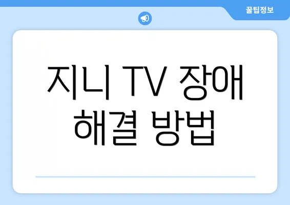 지니 TV 장애 해결 방법