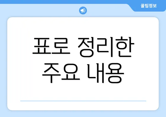 표로 정리한 주요 내용