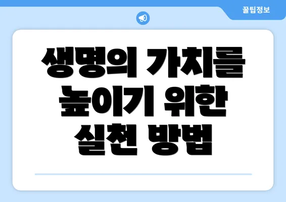 생명의 가치를 높이기 위한 실천 방법