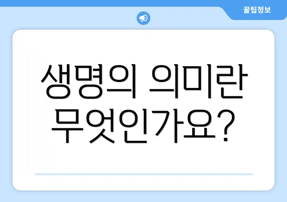 생명의 의미란 무엇인가요?