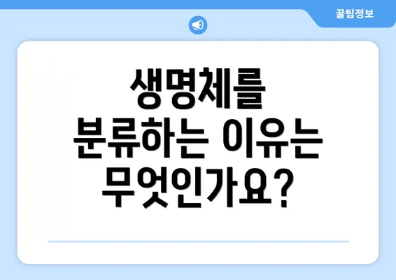 생명체를 분류하는 이유는 무엇인가요?