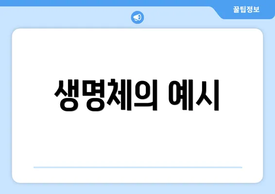 생명체의 예시