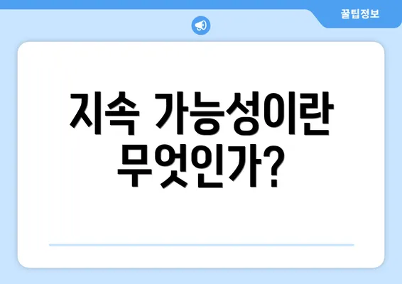 지속 가능성이란 무엇인가?