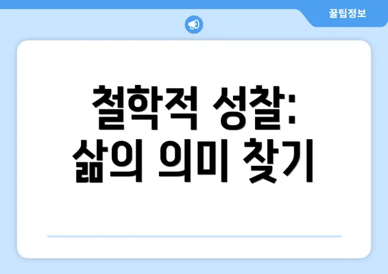 철학적 성찰: 삶의 의미 찾기