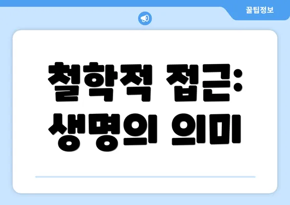 철학적 접근: 생명의 의미