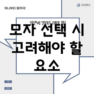 모자 선택 시 고려해야 할 요소