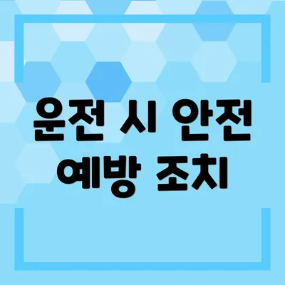 운전 시 안전 예방 조치