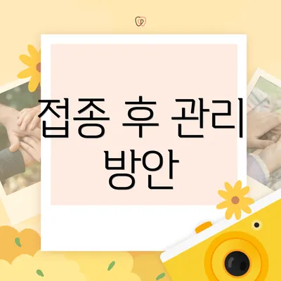 접종 후 관리 방안