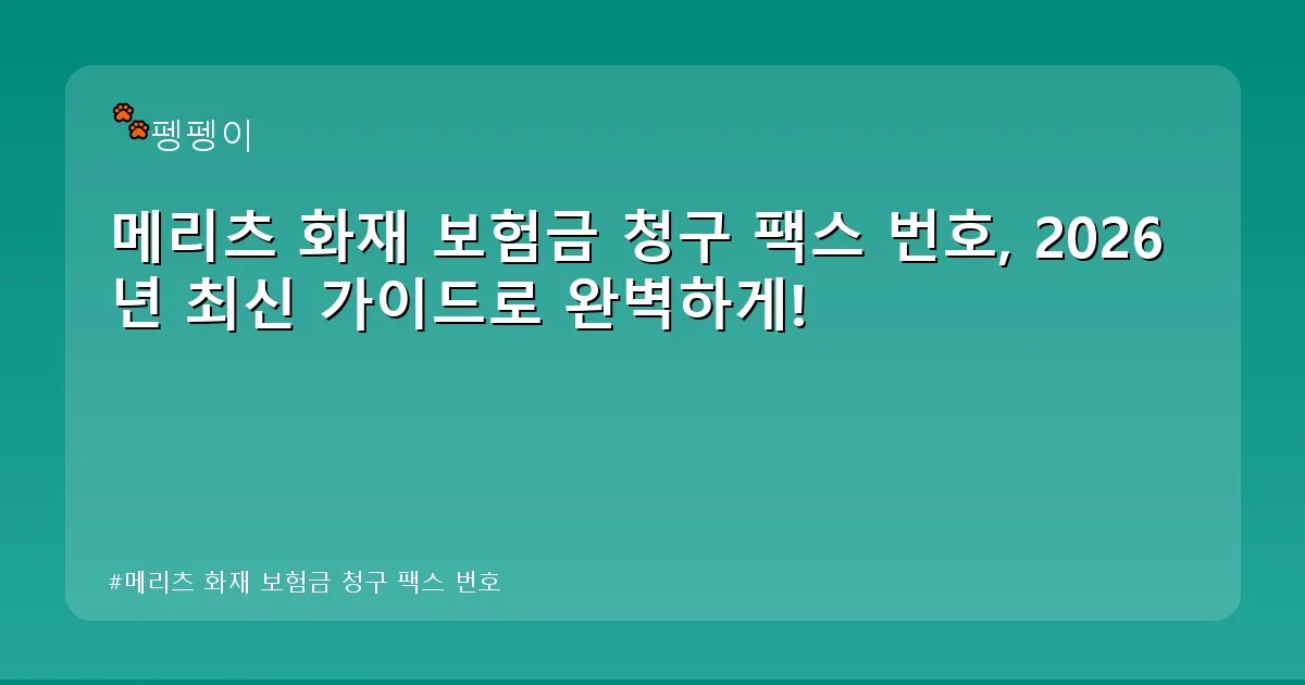 메리츠 화재 보험금 청구 팩스 번호 - likesomea.kr 캐릭터